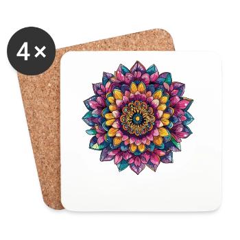 Living Mandala Blossoms - Coasters (set of 4) - white - Front