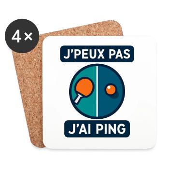 J'peux pas J'ai Ping - Dessous de verre (lot de 4) - blanc - Devant