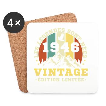 1946 Vintage Rétro Cadeau D'anniversaire - Dessous de verre (lot de 4) - blanc - Devant