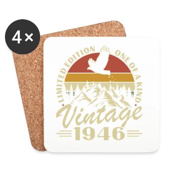 1946 Vintage Retro Birthday Gift - Coasters (set of 4) - white - Front