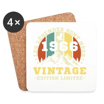 1966 Vintage Rétro Cadeau D'anniversaire - Dessous de verre (lot de 4) - blanc - Devant