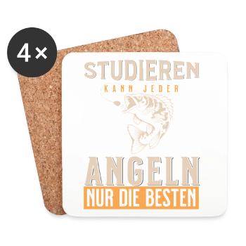 Studieren kann jeder Angeln Nur Die Besten - Untersetzer (4er-Set) - Weiß - Vorne