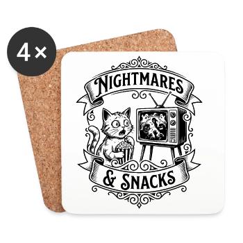 Nightmares & Snacks – Creepy hangovers - Coasters (set of 4) - white - Front