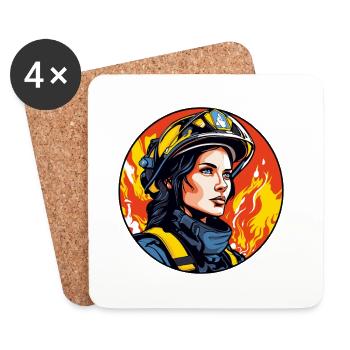Pompier de la brigade d’incendie - Dessous de verre (lot de 4) - blanc - Devant