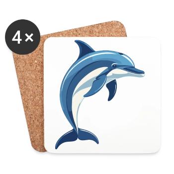Blauer Delfin springt aus dem Wasser - Untersetzer (4er-Set) - Weiß - Vorne