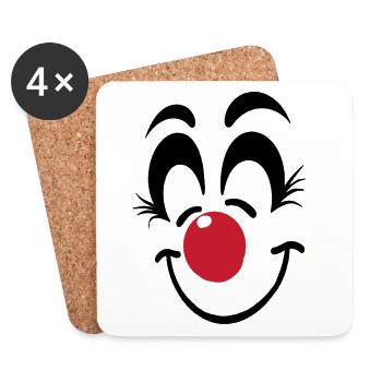 Fröhliches Clown Gesicht Karneval Fasnet Fasching - Untersetzer (4er-Set) - Weiß - Vorne