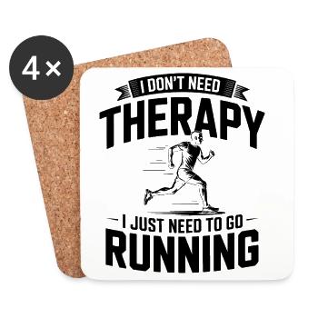 Je n’ai pas besoin de thérapie, j’ai juste besoin de courir - Dessous de verre (lot de 4) - blanc - Devant
