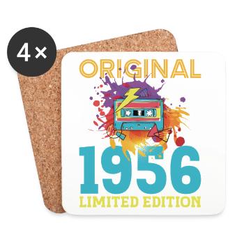 70 Year Old Birthday 1956 Retro Vintage Cassette - Coasters (set of 4) - white - Front
