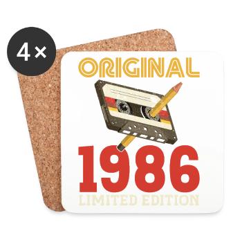1986 40e Anniversaire 40 ans Original Vintage - Dessous de verre (lot de 4) - blanc - Devant