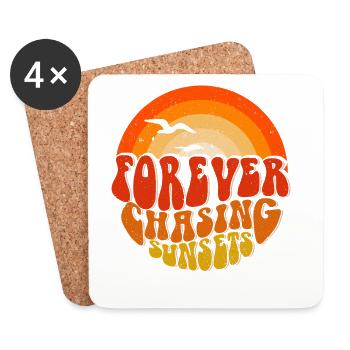 Forever Chasing Sunsets Retro Emblem - Untersetzer (4er-Set) - Weiß - Vorne