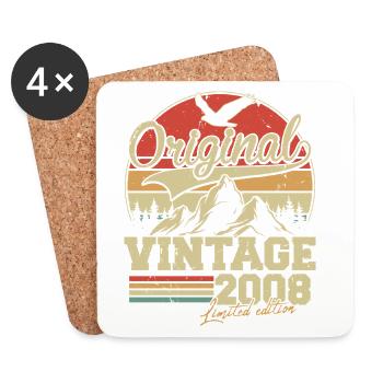 Original 2008 Vintage Vintage Anniversaire Rétro - Dessous de verre (lot de 4) - blanc - Devant