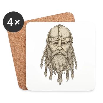 Légende viking viking marin Odin Raven Fighter - Dessous de verre (lot de 4) - blanc - Devant