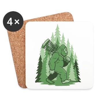 Sasquatch Disc Golf Basket Forest Funny Frisbee - Coasters (set of 4) - white - Front