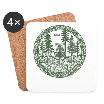 Forest Disc Golf Basket Flying Disc Course Scene - Coasters (set of 4) - white - Front