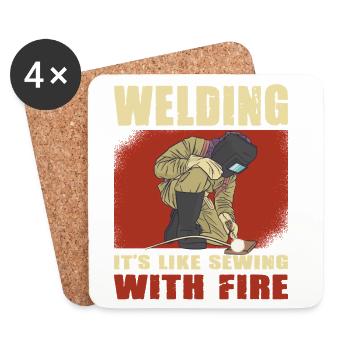 Schweißer Spruch Geschenke Für Metallbauer  - Untersetzer (4er-Set) - Weiß - Vorne