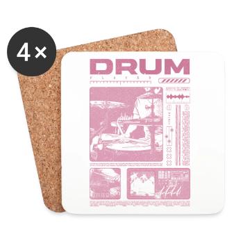 Batteur rock Drumplayer Streetwear - Dessous de verre (lot de 4) - blanc - Devant