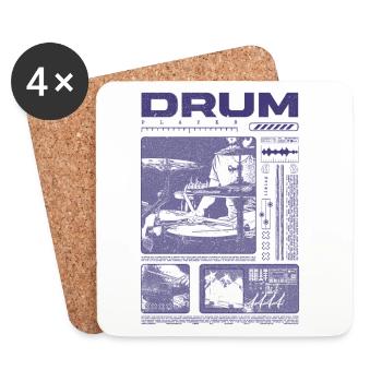 Batteur rock Drumplayer Streetwear - Dessous de verre (lot de 4) - blanc - Devant