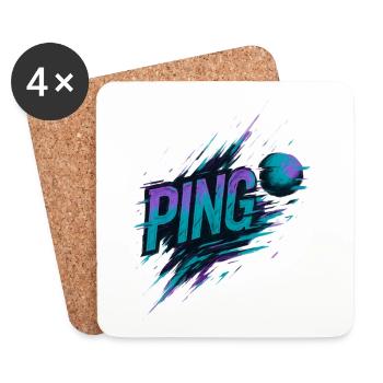 Ping Pong - Tennis de Table - Dessous de verre (lot de 4) - blanc - Devant