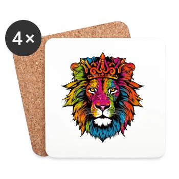 Lion Animal Crown - Coasters (set of 4) - white - Front