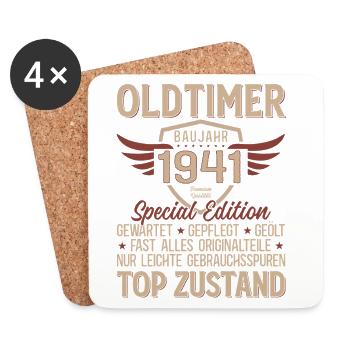 85. Geburtstag Shirt – Oldtimer 1941 Vintage Retro - Untersetzer (4er-Set) - Weiß - Vorne