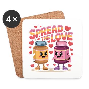 Le beurre de cacahuète et la confiture de la Saint-Valentin répandent l’amour - Dessous de verre (lot de 4) - blanc - Devant