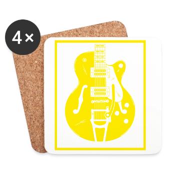 Retro-Gitarren-Silhouette - Untersetzer (4er-Set) - Weiß - Vorne