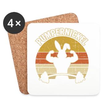Pumpernickel Bodybuilding Hase Fitness Gym Wortspi - Untersetzer (4er-Set) - Weiß - Vorne