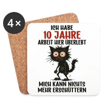 10 Year Company Anniversary Service Anniversary Work - Coasters (set of 4) - white - Front