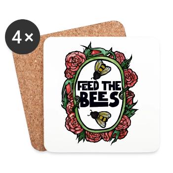 Feed the Bees Floral Frame - Coasters (set of 4) - white - Front