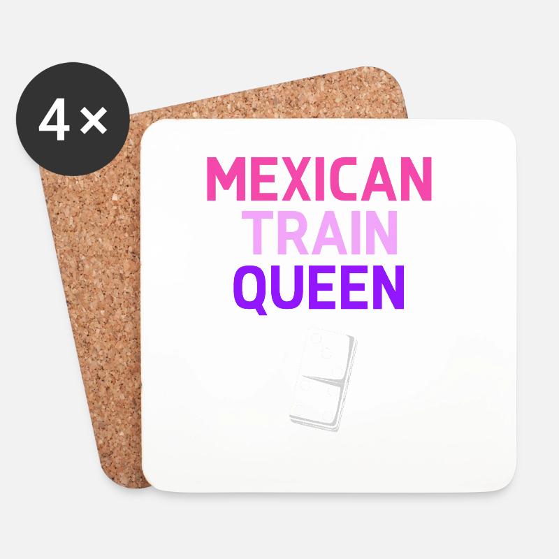 Domino Mexican Train - Untersetzer (4er-Set) - Weiß