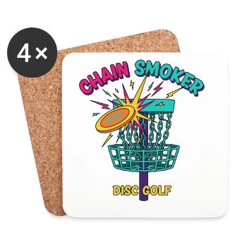 Scène de Frisbee amusant de disc golf fumeur - Dessous de verre (lot de 4) - blanc - Devant
