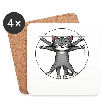 Mehrarmiger Grummelkatze - Untersetzer (4er-Set) - Weiß - Vorne