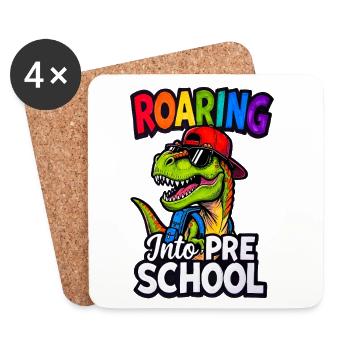 Brüllen in den Vorschul-Dinosaurier zurück zur Schule - Untersetzer (4er-Set) - Weiß - Vorne