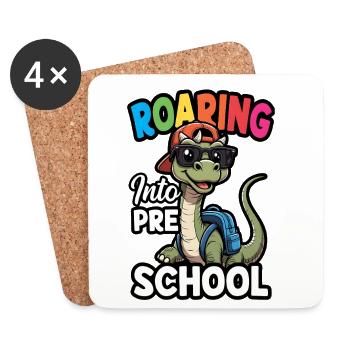 Brüllen in den Vorschul-Dinosaurier zurück zur Schule - Untersetzer (4er-Set) - Weiß - Vorne