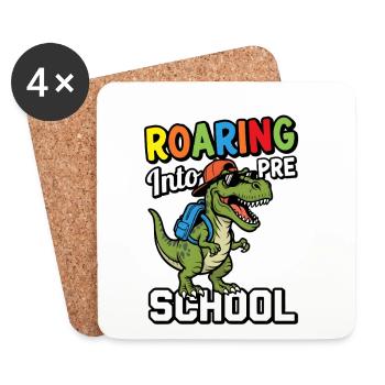 Brüllen in den Vorschul-Dinosaurier zurück zur Schule - Untersetzer (4er-Set) - Weiß - Vorne