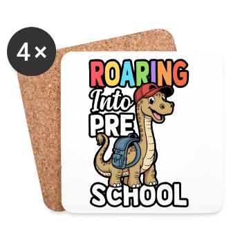 Brüllen in den Vorschul-Dinosaurier zurück zur Schule - Untersetzer (4er-Set) - Weiß - Vorne