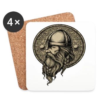 Légende viking viking marin Odin Raven Fighter - Dessous de verre (lot de 4) - blanc - Devant