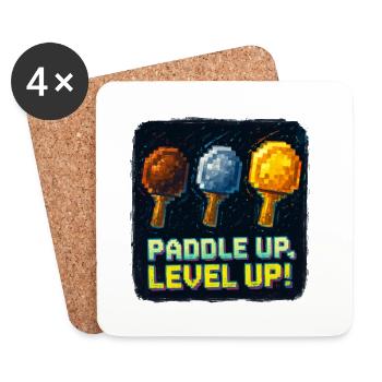 Paddle Up, Level Up Ping Pong - Coasters (set of 4) - white - Front