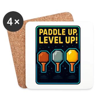 Paddeln hoch, Level Up, Tischtennis. - Untersetzer (4er-Set) - Weiß - Vorne