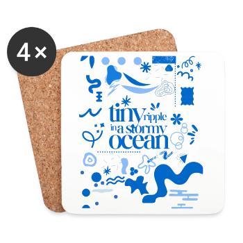 Tiny ripple in a stormy ocean (busy pattern) - Coasters (set of 4) - white - Front