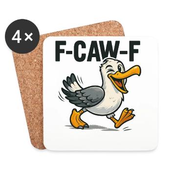 lustige möwe spruch, f caw f - Untersetzer (4er-Set) - Weiß - Vorne