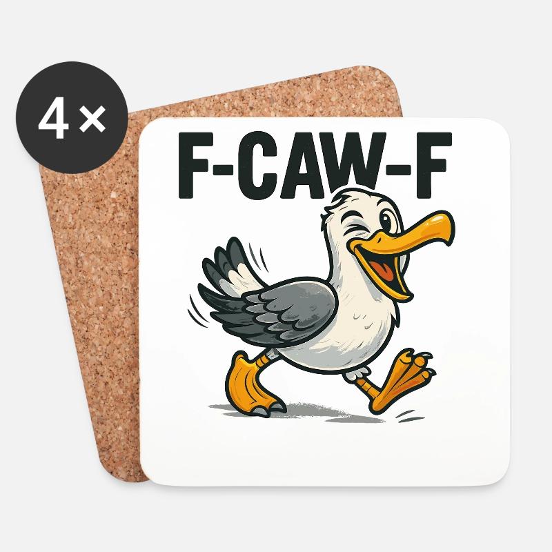 lustige möwe spruch, f caw f - Untersetzer (4er-Set) - Weiß