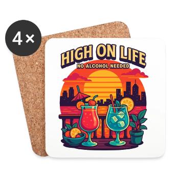 high on life, no alcohol needed - Coasters (set of 4) - white - Front