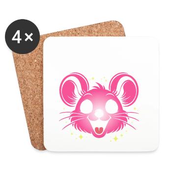 Carnival Mouse | Big Face Costume Disguise - Coasters (set of 4) - white - Front