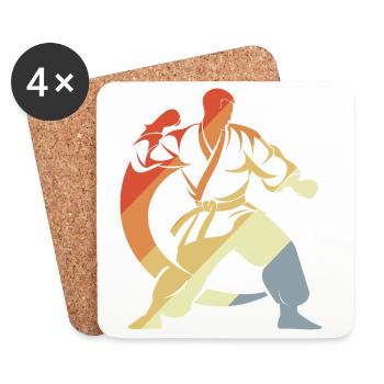 Karateka Skizze - Untersetzer (4er-Set) - Weiß - Vorne