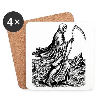 Grim reaper with scythe at the sea  - Coasters (set of 4) - white - Front
