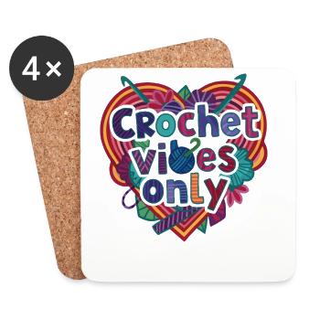 Ambiances drôles au crochet Uniquement amoureux du crochet Amoureux de la laine - Dessous de verre (lot de 4) - blanc - Devant
