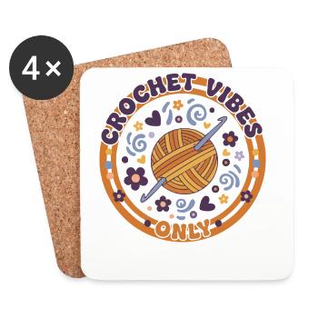 Crochet Vibes Only Funny Crochet Crochet Lover - Coasters (set of 4) - white - Front