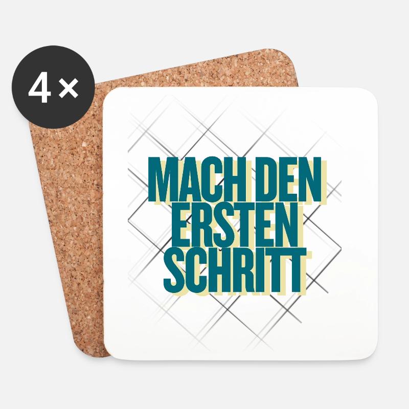 Mach den ersten Schritt – Geometrisches Design - Untersetzer (4er-Set) - Weiß