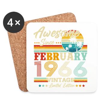 Vintage février 1966 Vintage Rétro Anniversaire - Dessous de verre (lot de 4) - blanc - Devant